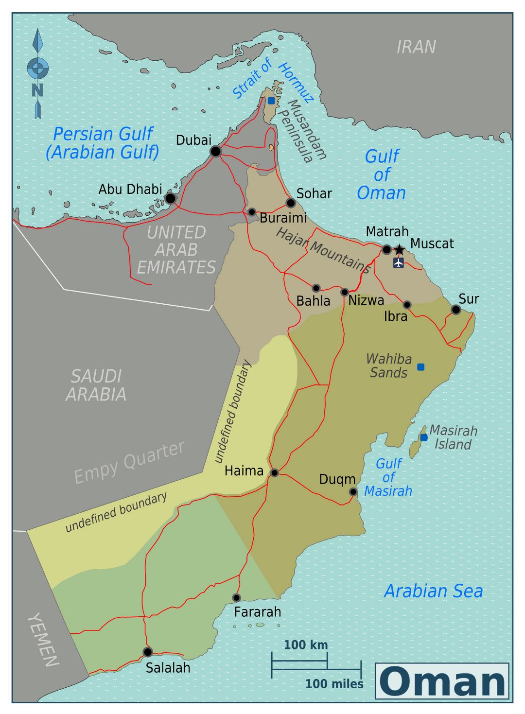 Large regions map of Oman