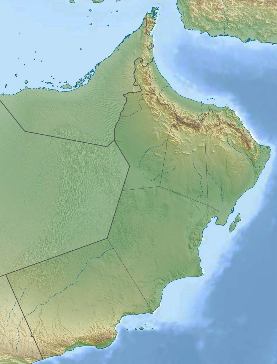 Large relief map of Oman