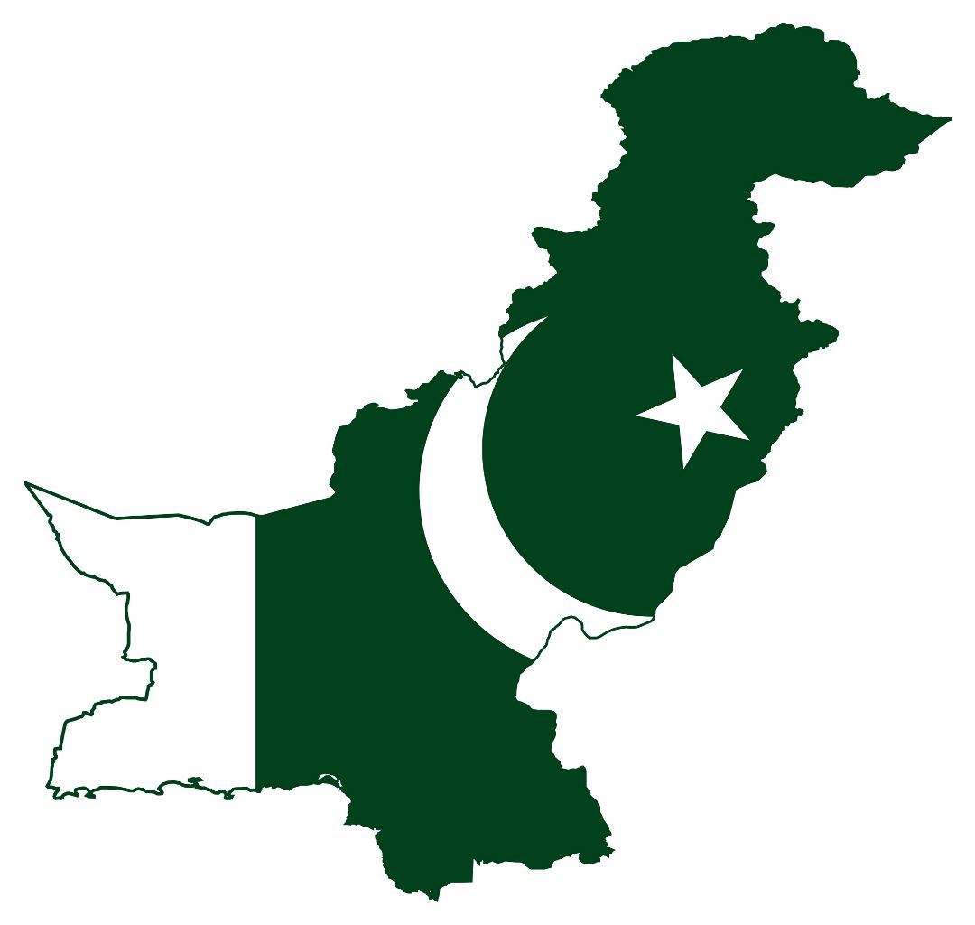 Large flag map of Pakistan