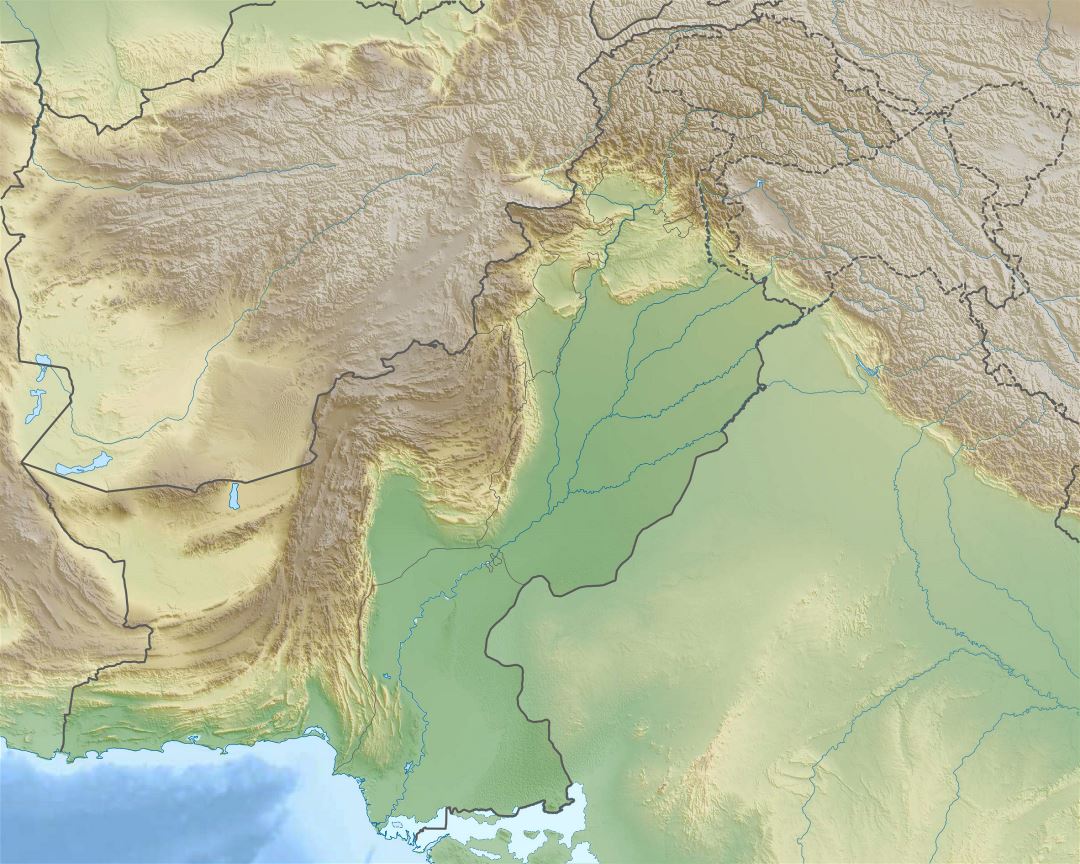 Large relief map of Pakistan