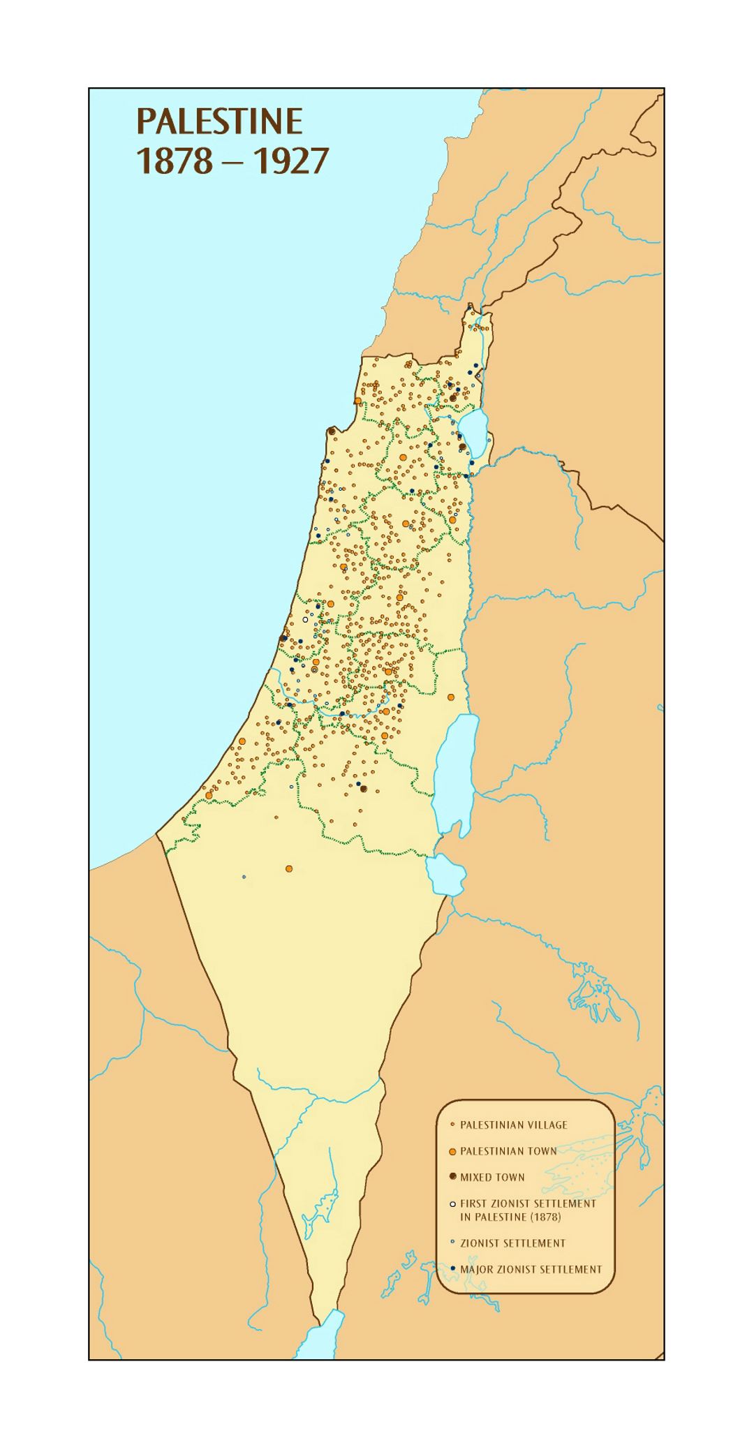Detailed map of Palestine - 1878-1927