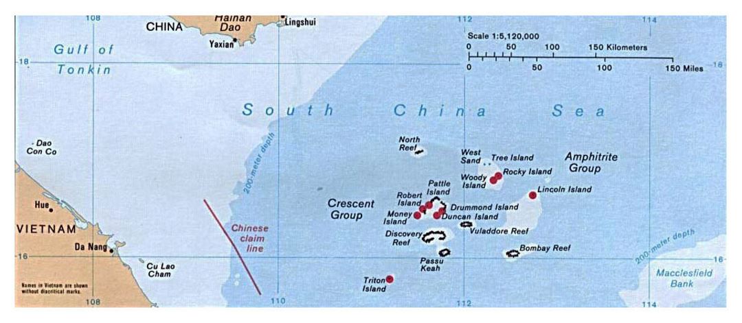 Detailed political map of Paracel Islands
