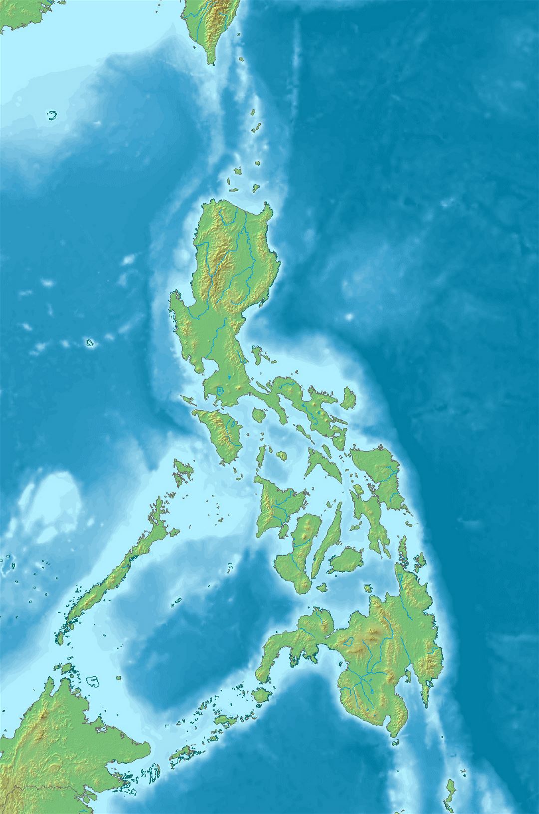 Detailed relief map of Philippines
