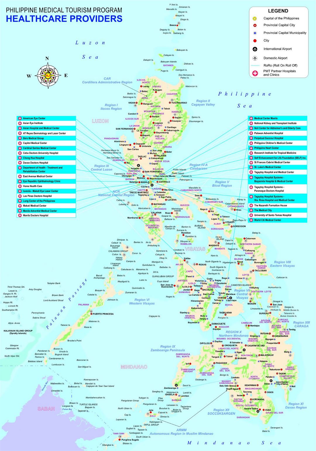 Large detailed Philippine Medical Tourism Program map with other marks