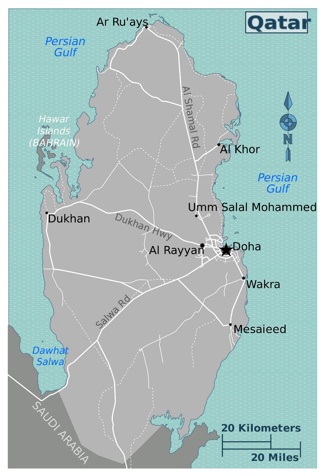 Large detailed map of Qatar