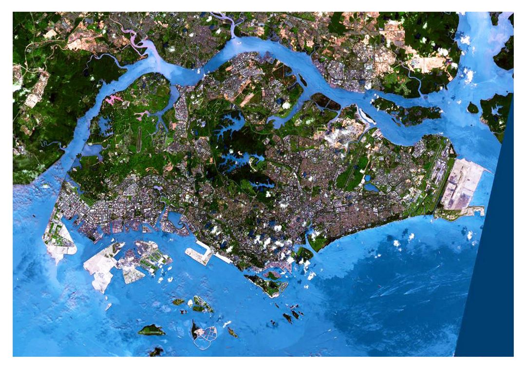 Detailed satellite map of Singapore
