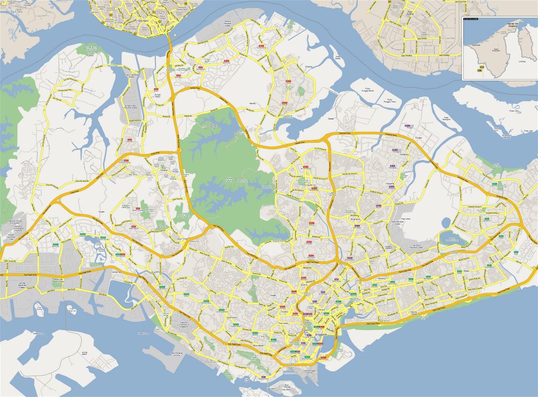 Large road map of Singapore