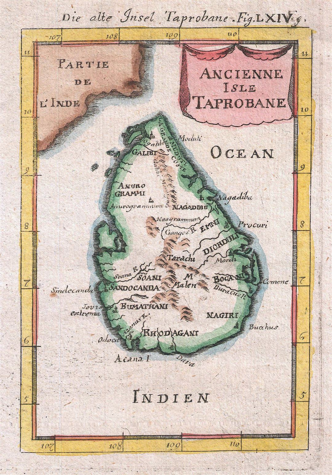 Large old map of Sri Lanka (Ceylon) - 1686