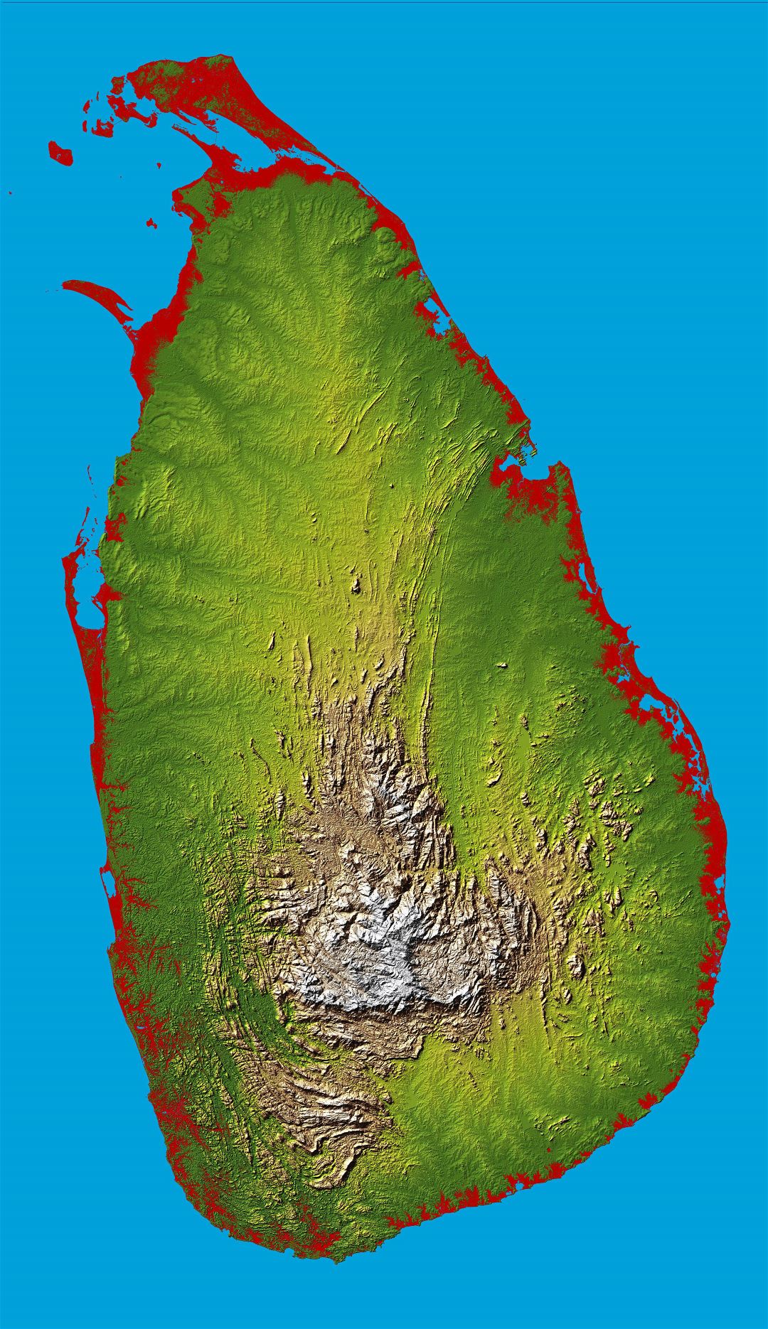 Large relief map of Sri Lanka