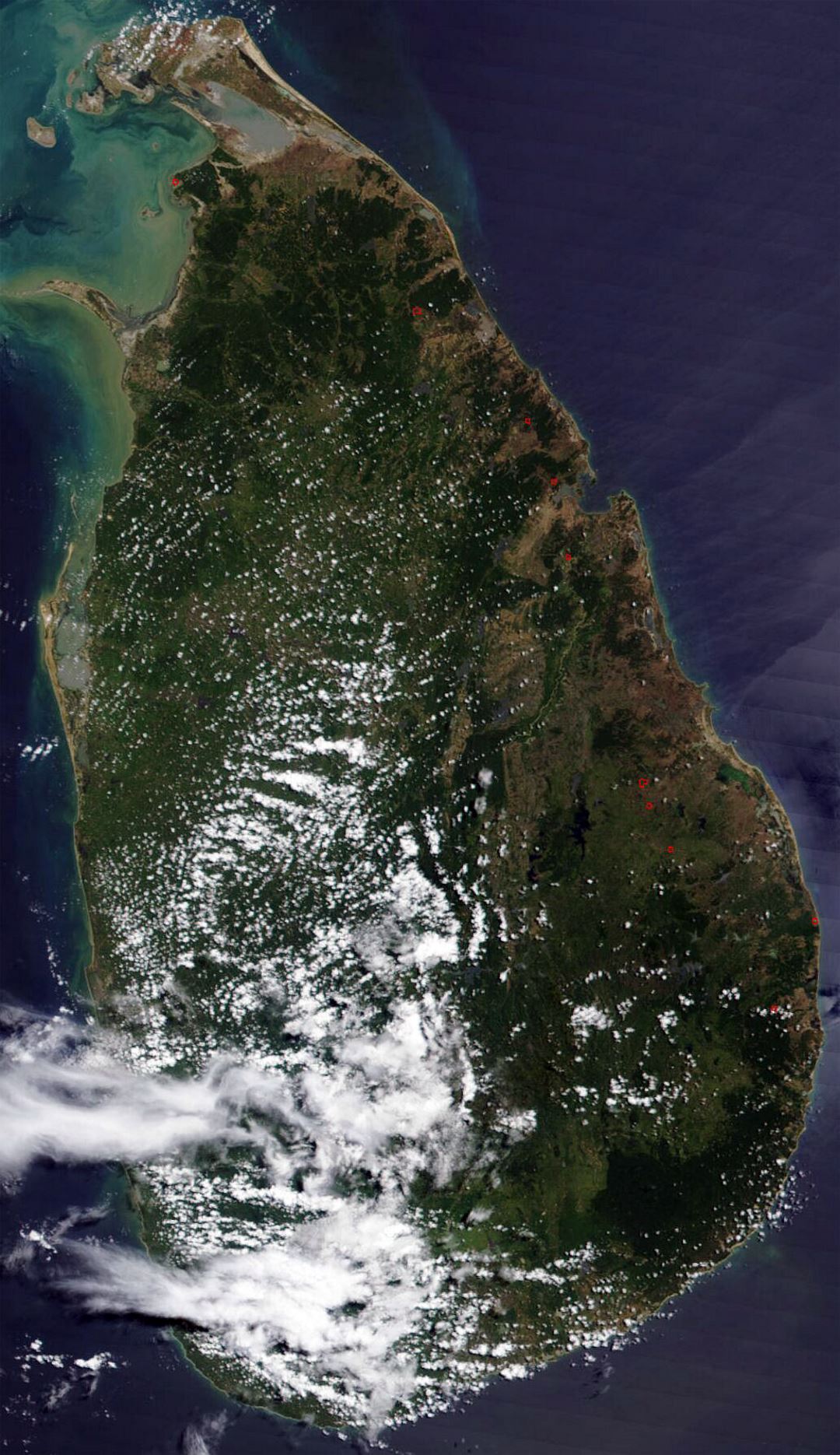 Large satellite map of Sri Lanka