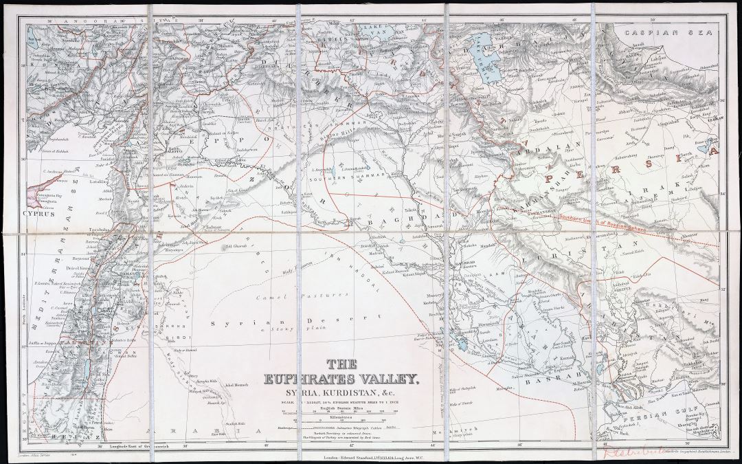 Large scale detailed old map of the Euphrates Valley, Syria and Kurdistan - 1900