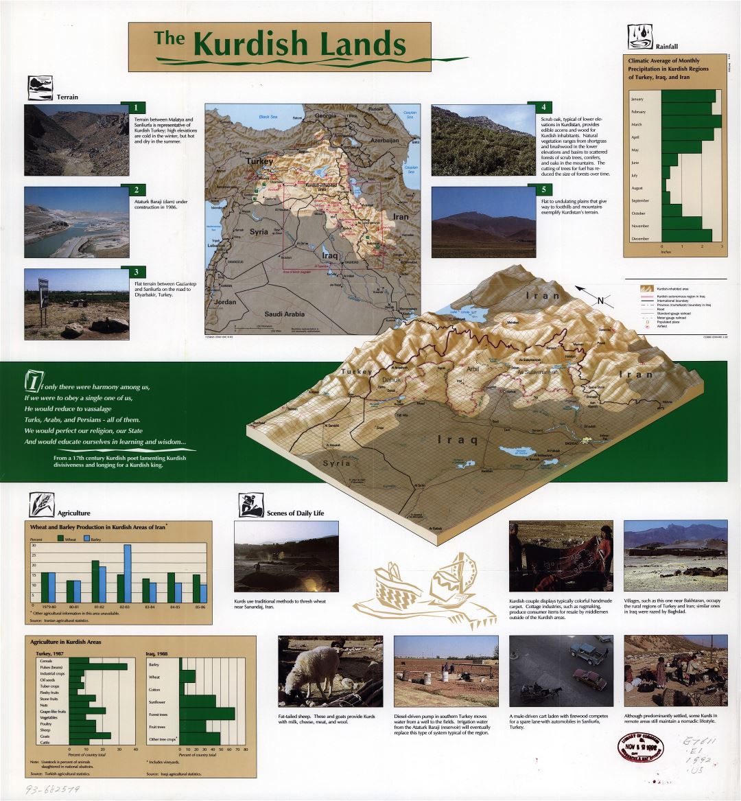 Large detailed map of the Kurdish Lands - 1992