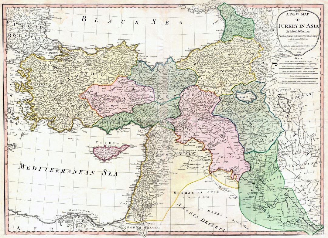 Large detailed old map of Turkey - 1794