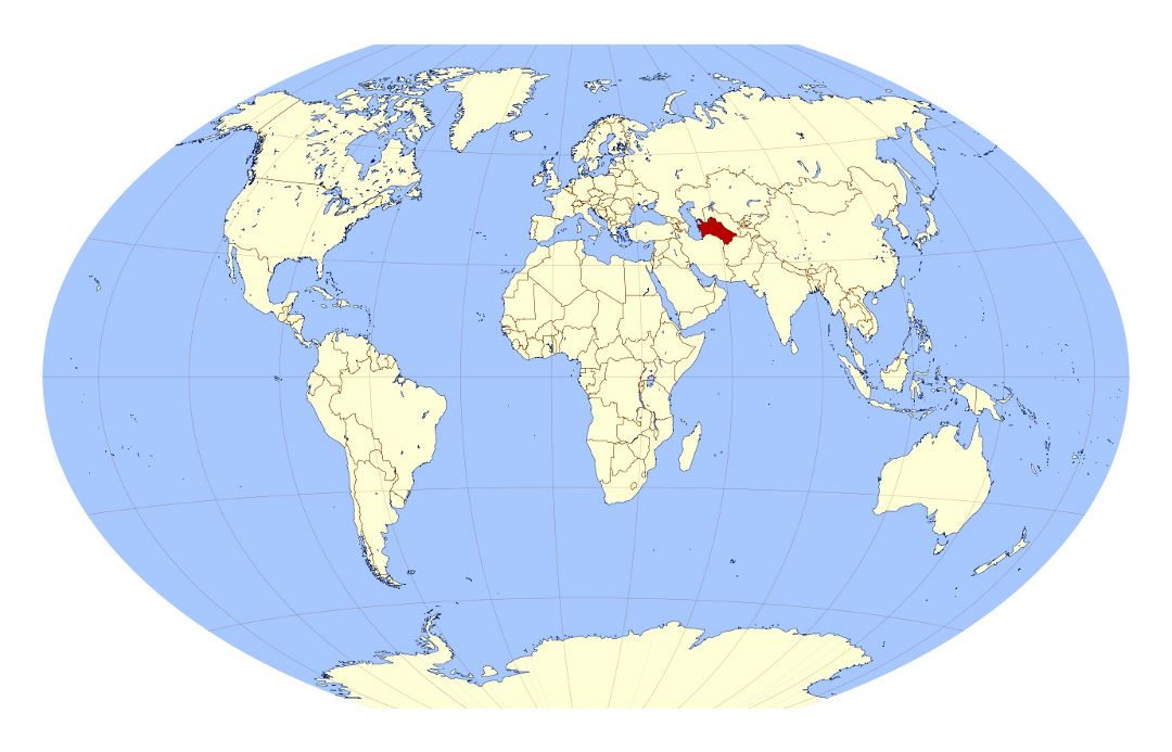 Large location map of Turkmenistan in the World