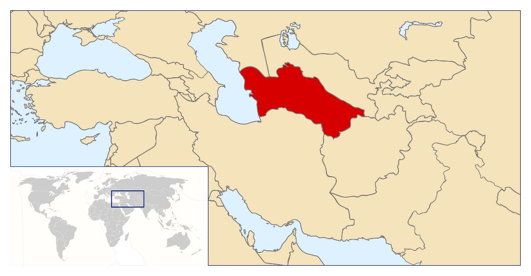 Large location map of Turkmenistan