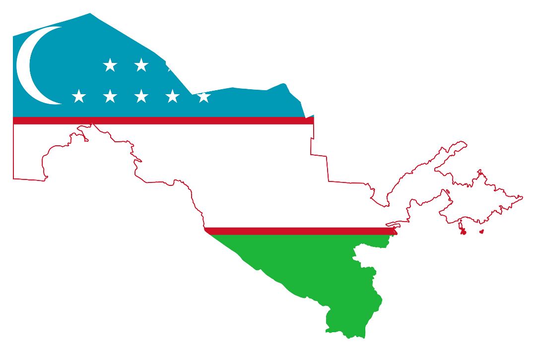Large flag map of Uzbekistan
