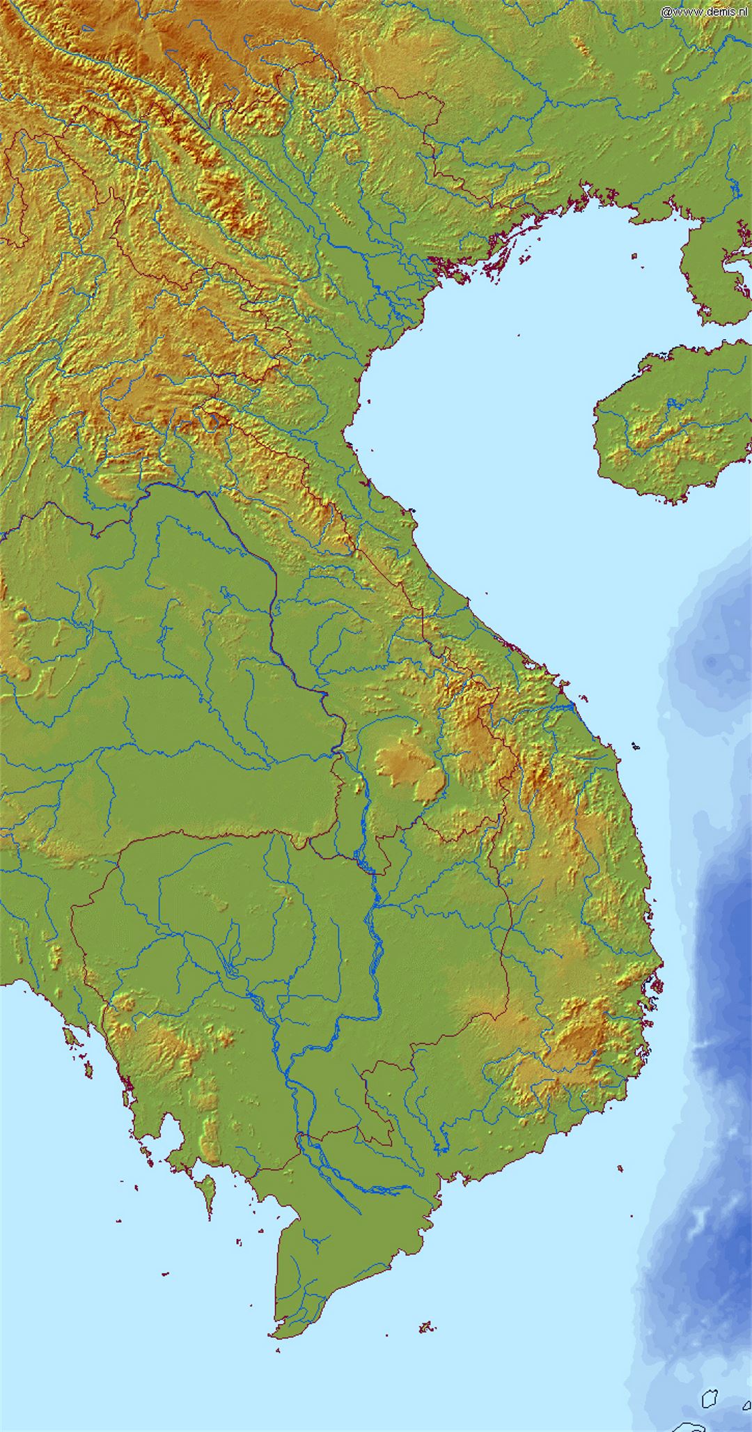 Detailed relief map of Vietnam  Vietnam  Asia  Mapsland  Maps of the World