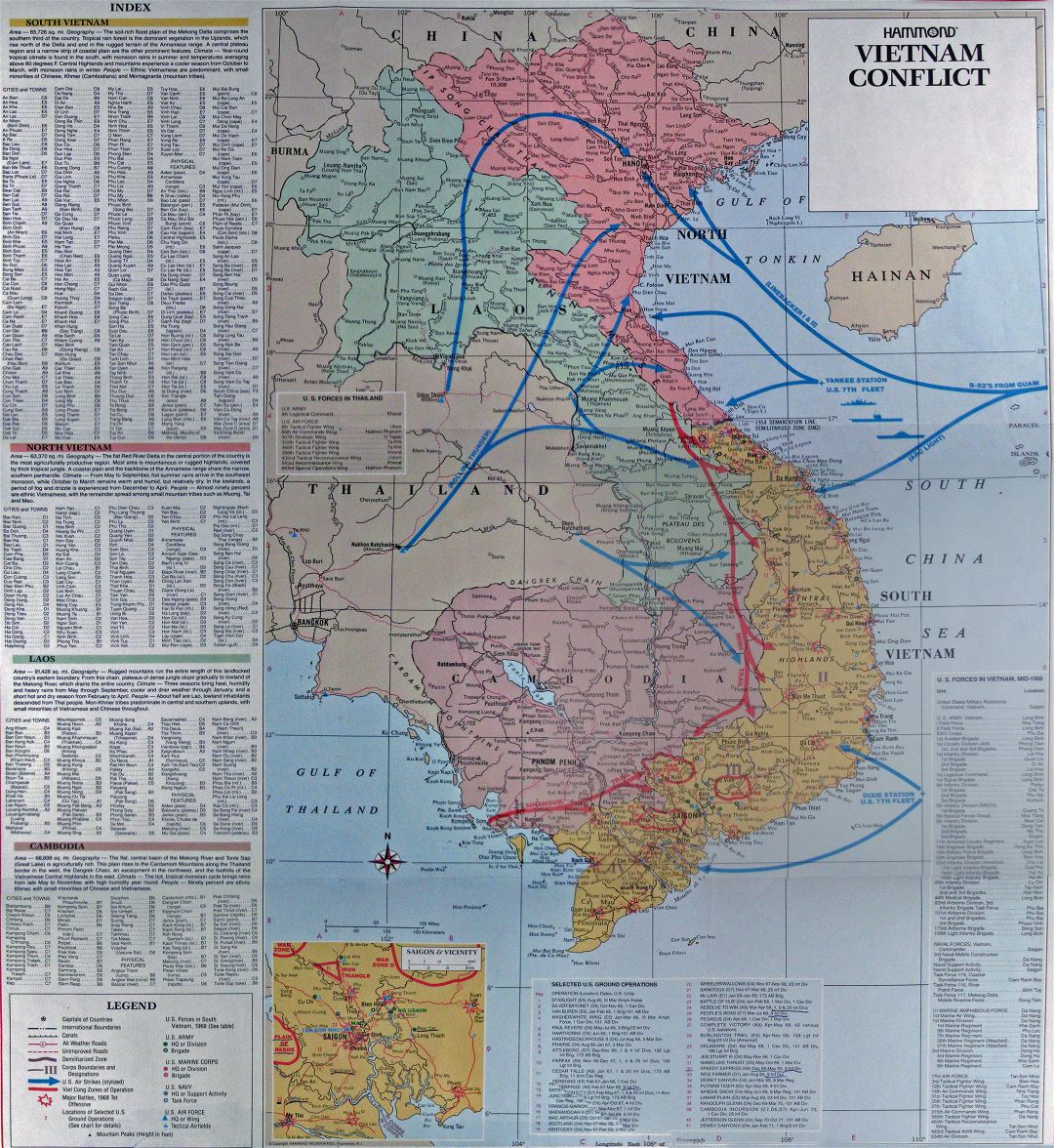 Large detailed map of the Vietnam Conflict