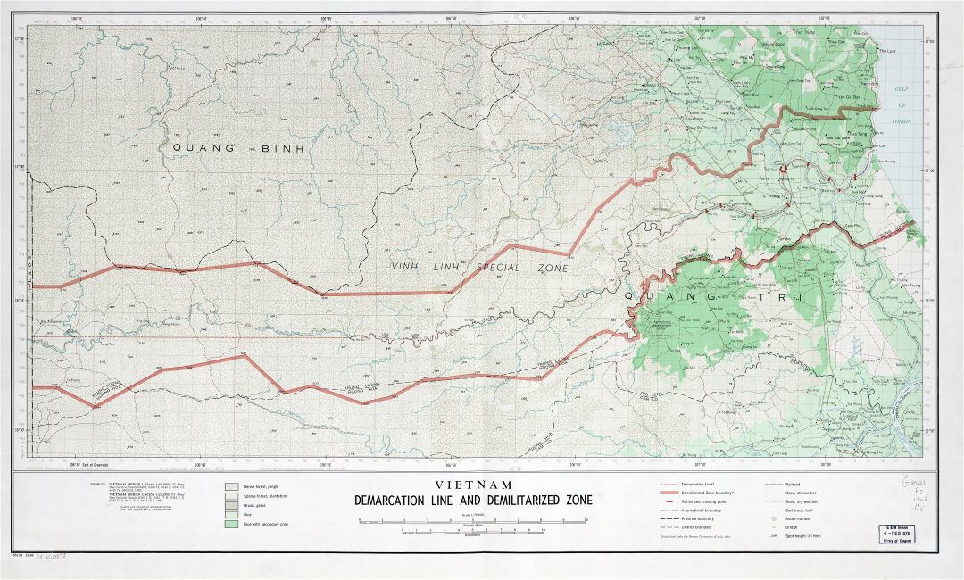 Large detailed Vietnam Demarcation Line and Demilitarized Zone map - 1966