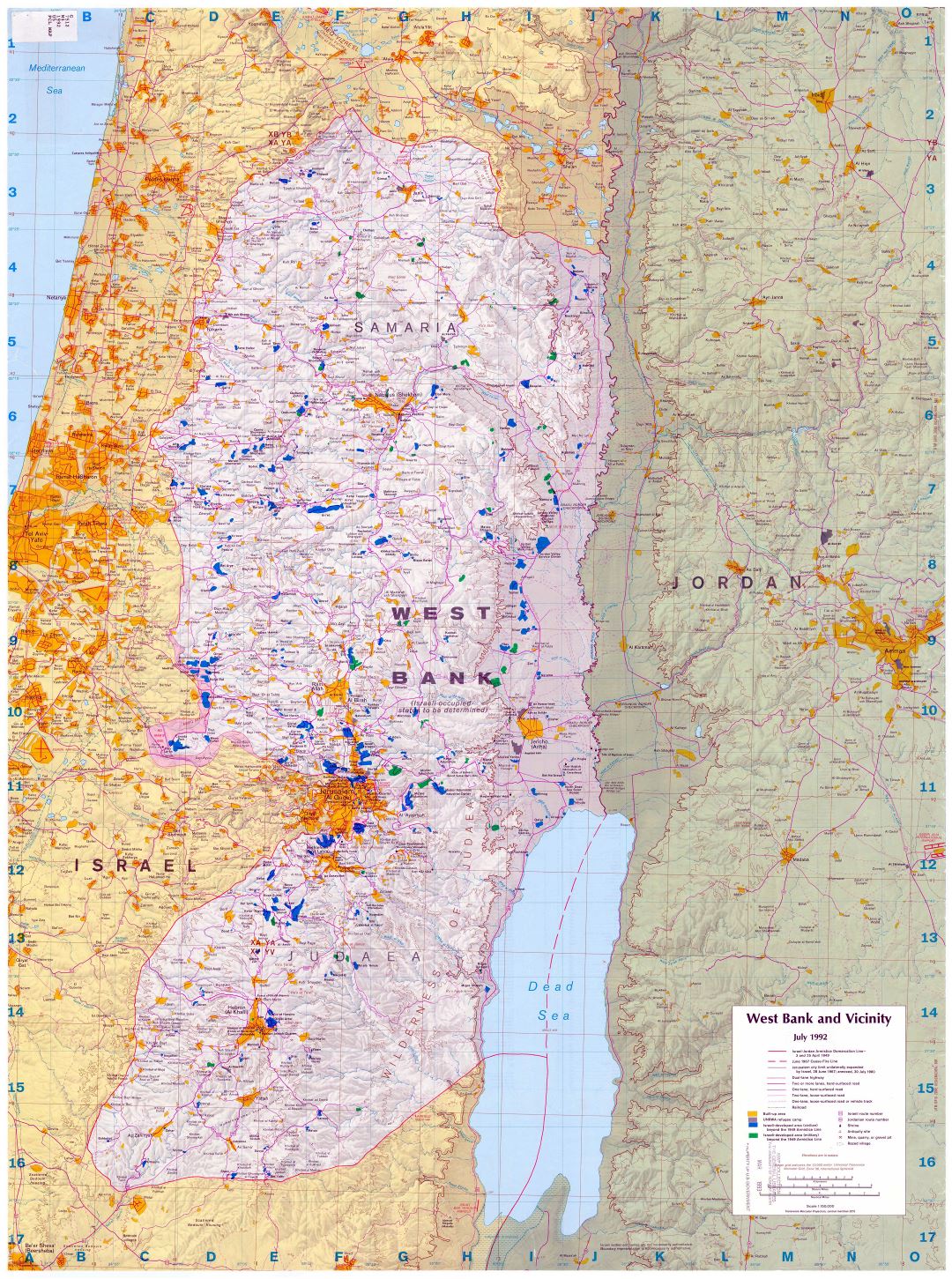 Large scale map of West Bank and vicinity - 1992
