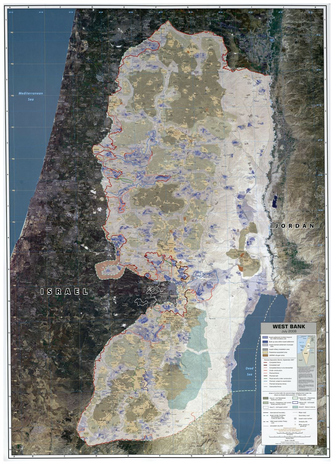 Large scale map of West Bank with other marks - 2008