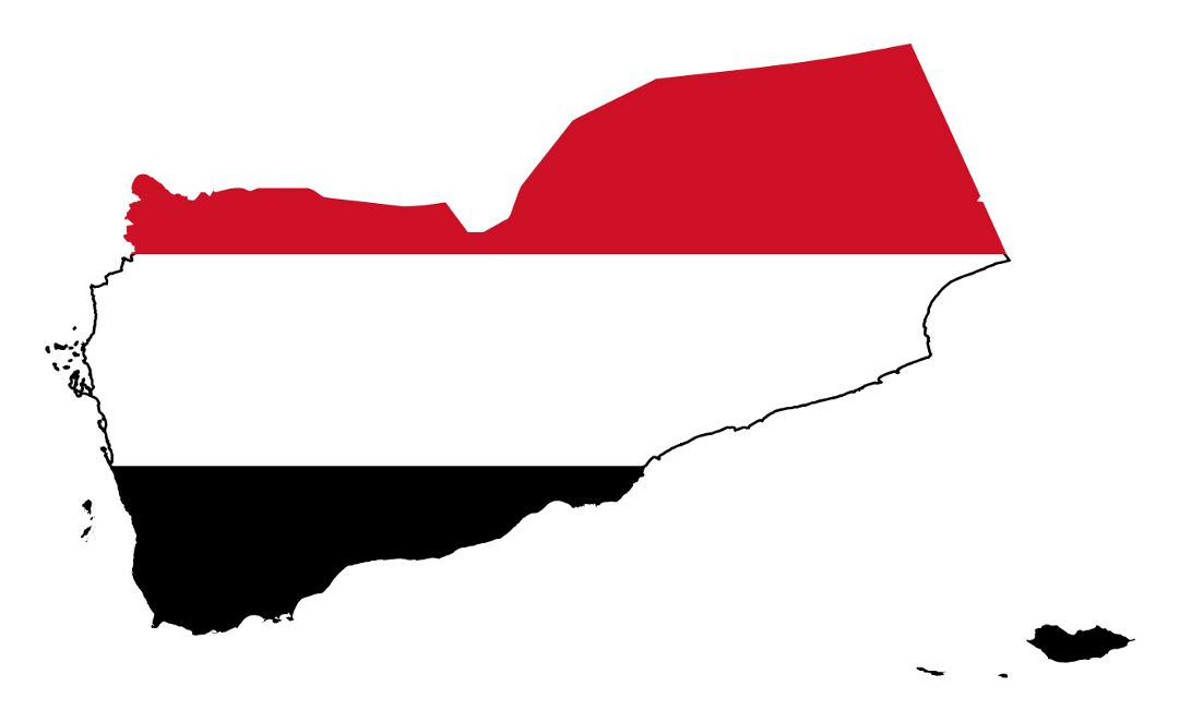Large flag map of Yemen