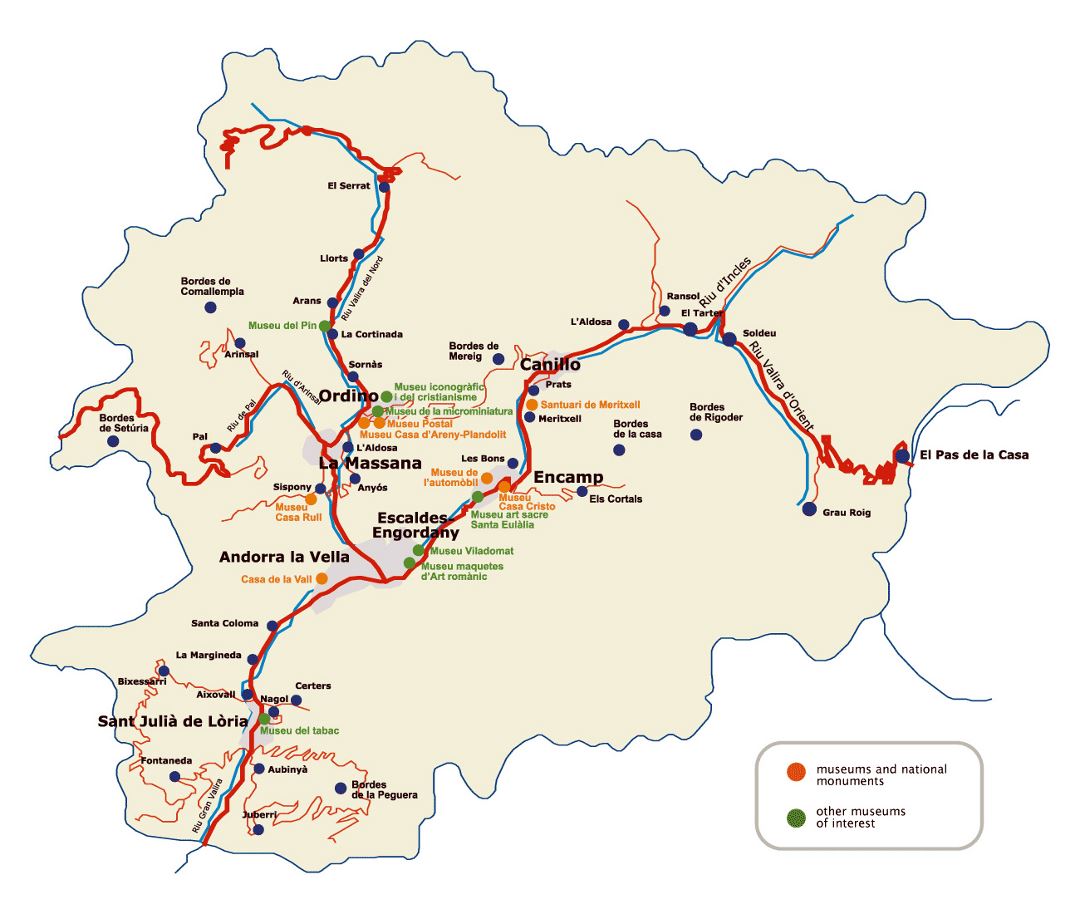 Large tourist map of Andorra