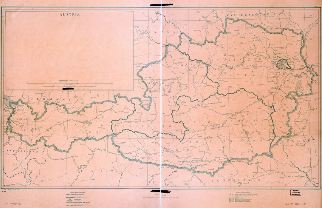 Large scale detailed political map of Austria with roads, railroads, cities and other marks - 1945