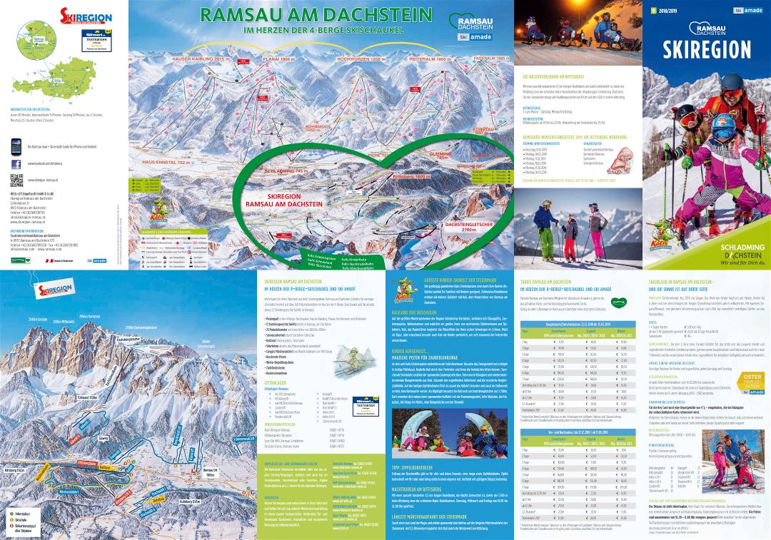 Large scale piste map of Ramsau - Dachstein Ski Area - 2019