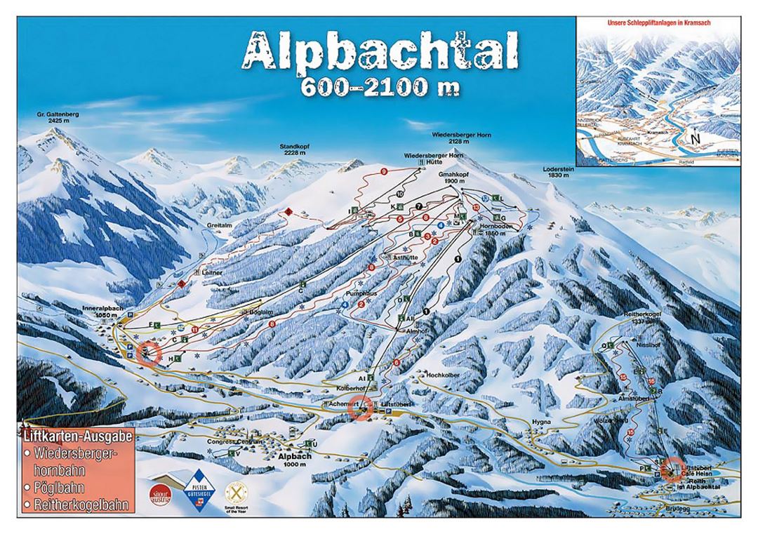 Detailed piste map of Alpbach - 2006