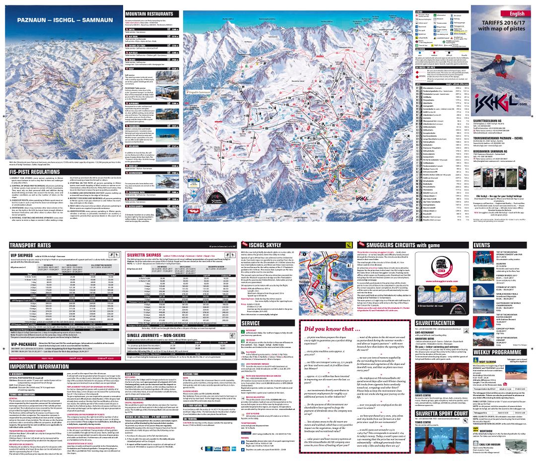 Large scale guide and piste map of Ischgl resort, Silvretta Arena Ski Region - 2017