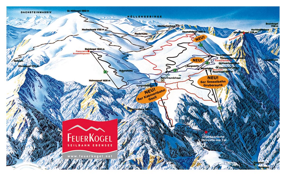 Piste map of Feuerkogel Ski Resort - 2009
