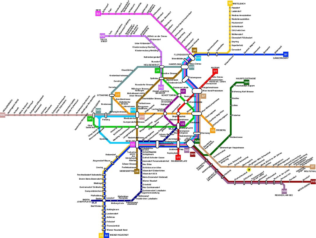 Public transportation map of Vienna city