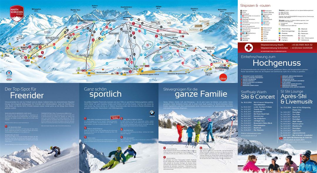 Large scale piste map of Warth Schroecken, Arlberg Ski Resort - 2016
