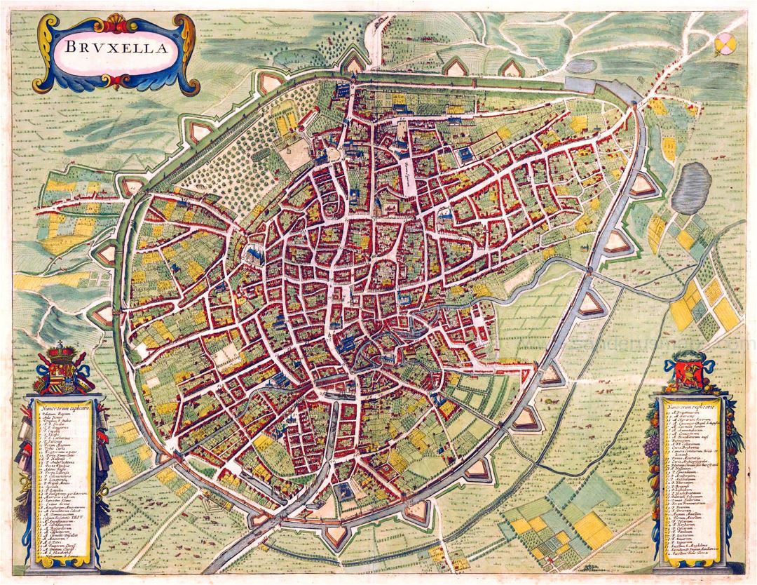 Large detailed old map of Brussels city - 1657