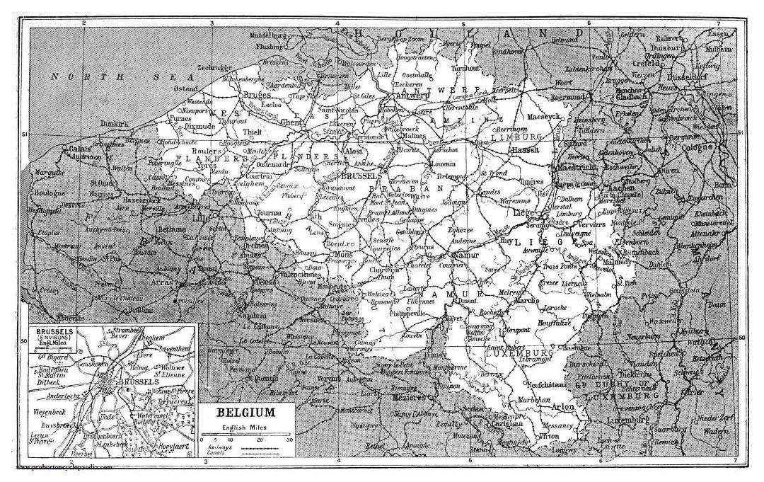 Large old map of Belgium - 1922