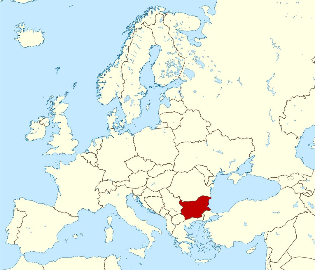 Large location map of Bulgaria