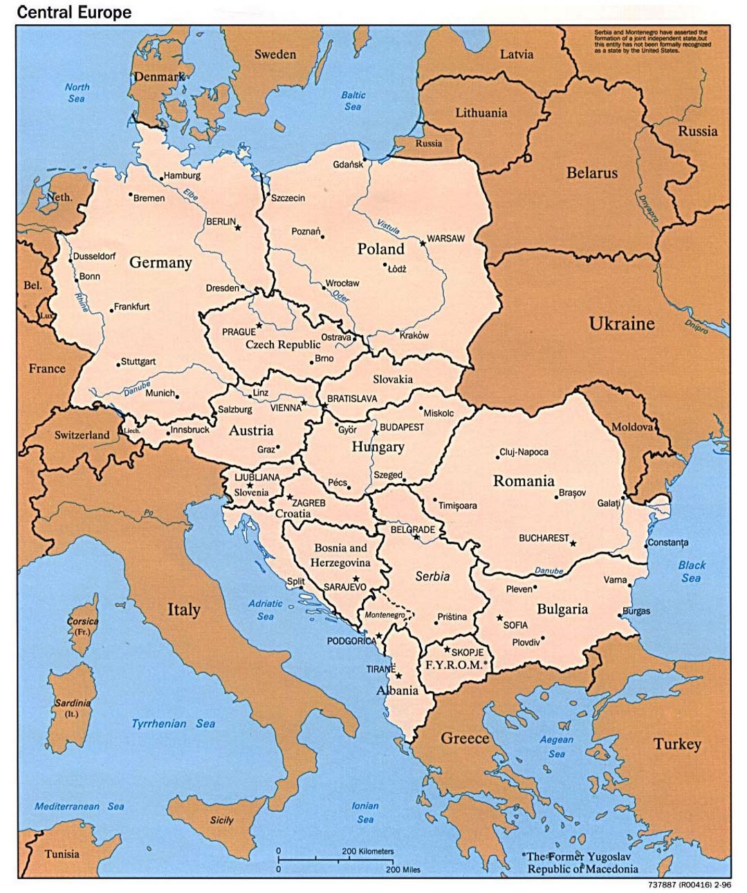Political map of Central Europe - 1996