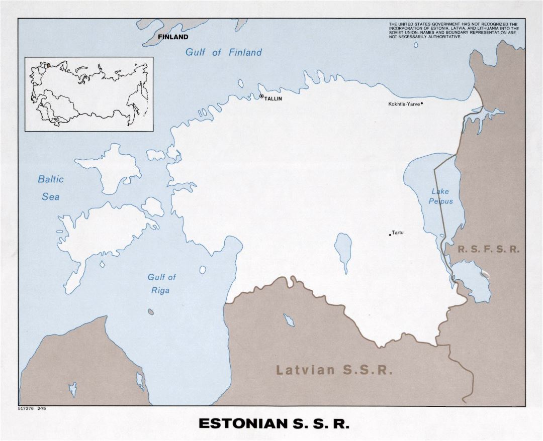 Large political map of Estonian SSR - 1975