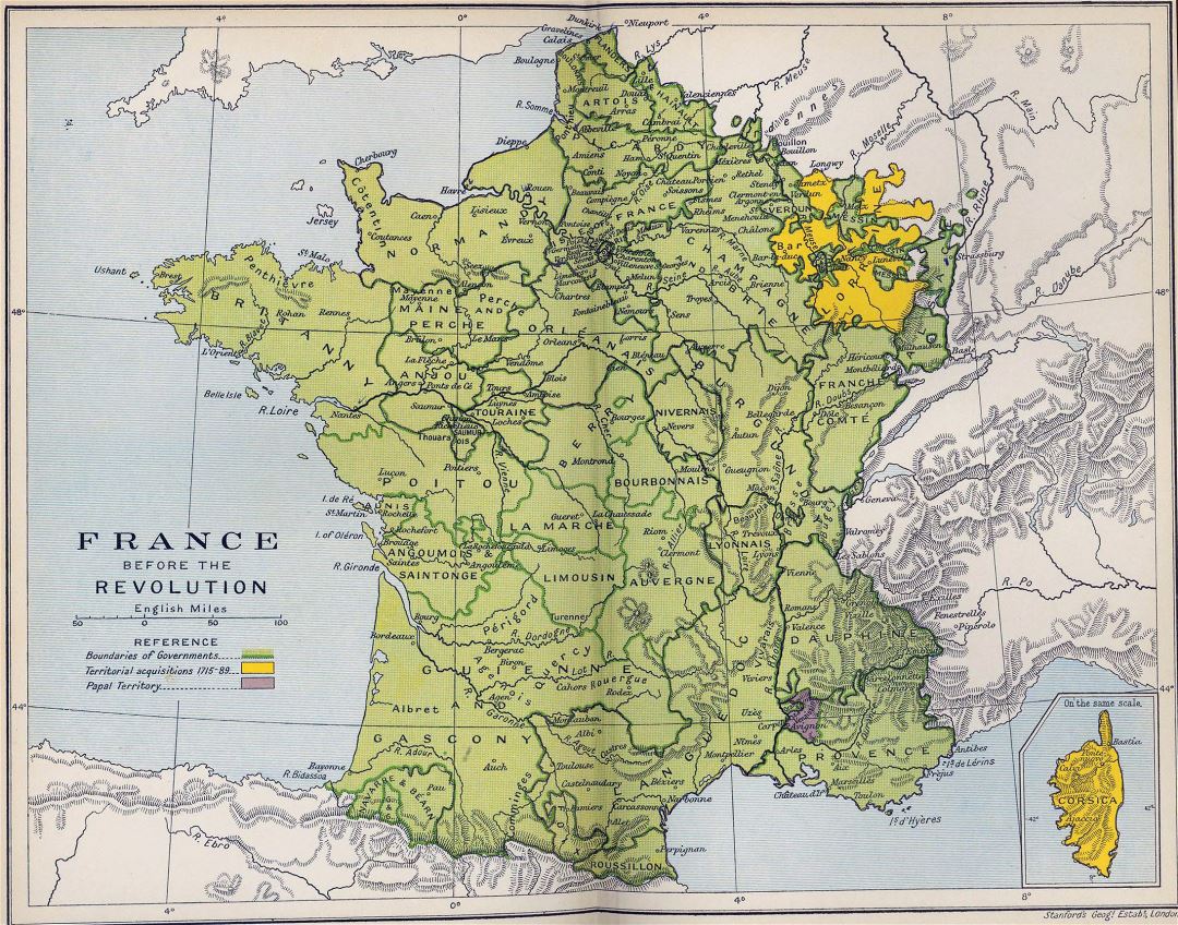 Large detailed old map of France before the revolution - 1788