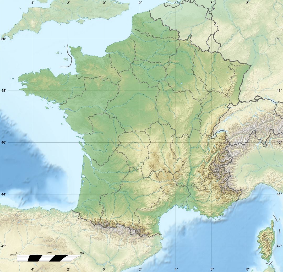 Large relief map of France