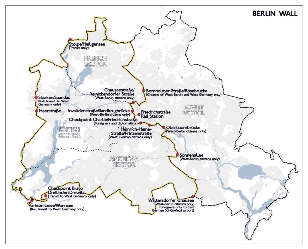 Large Berlin Wall map