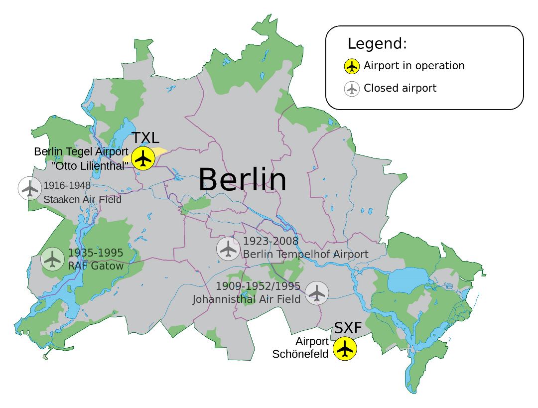 Large map of Berlin airports