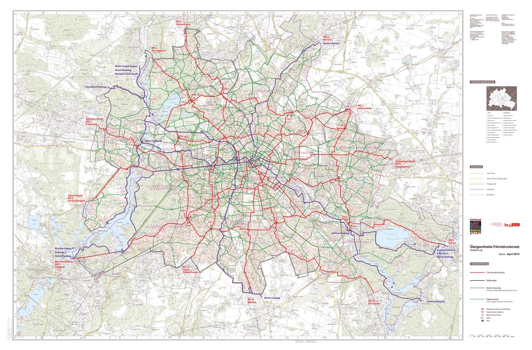 Large scale Berlin bike paths map