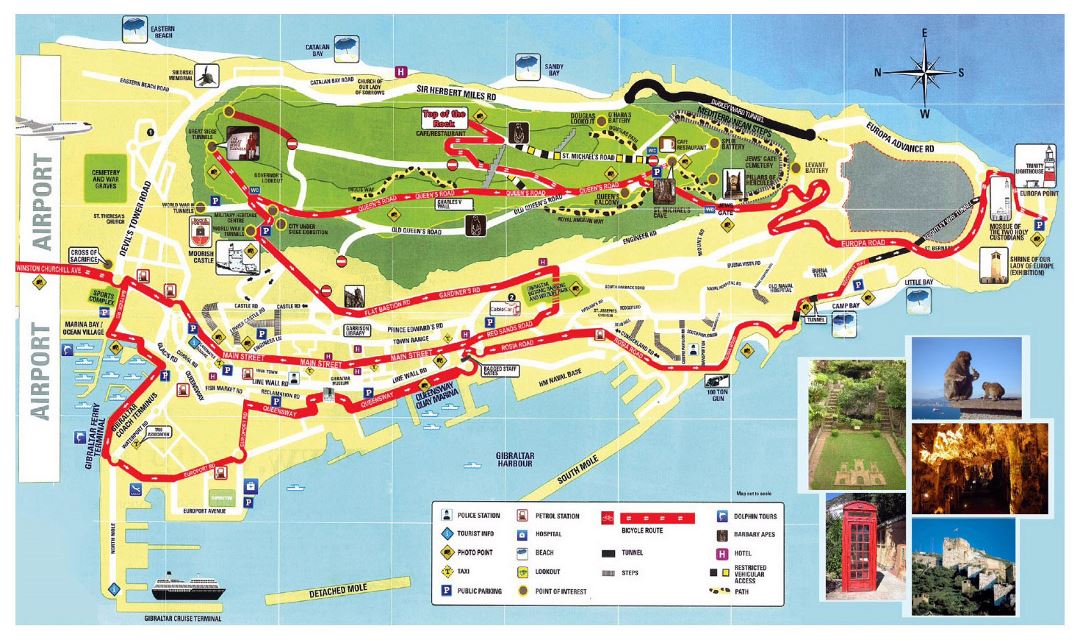 Large tourist map of Gibraltar