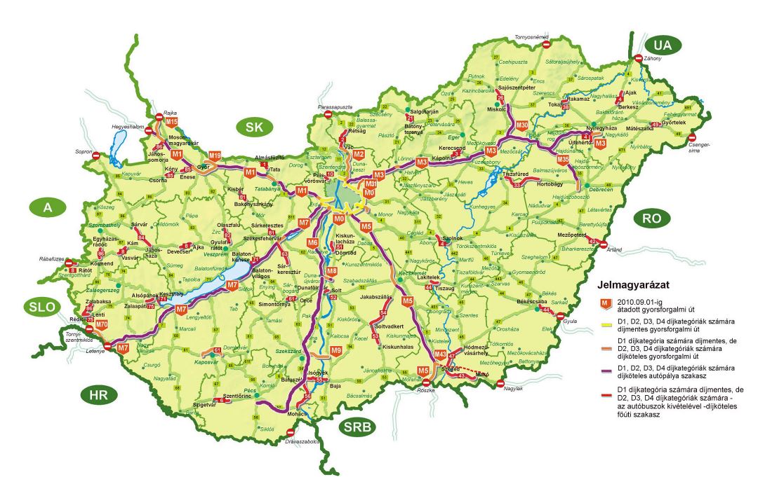 Large detailed highways map of Hungary
