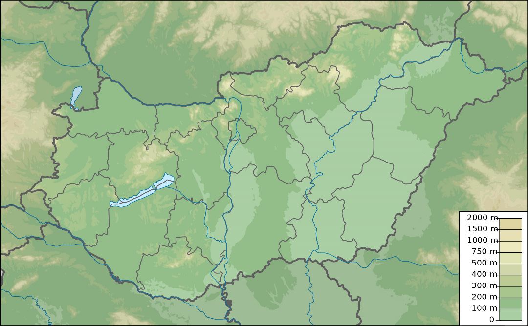 Large physical map of Hungary
