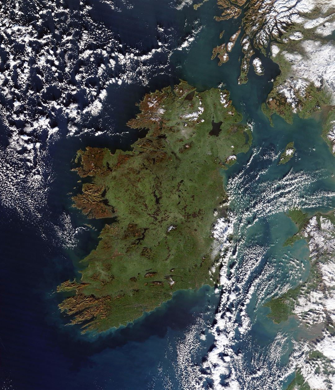 Large satellite map of Ireland
