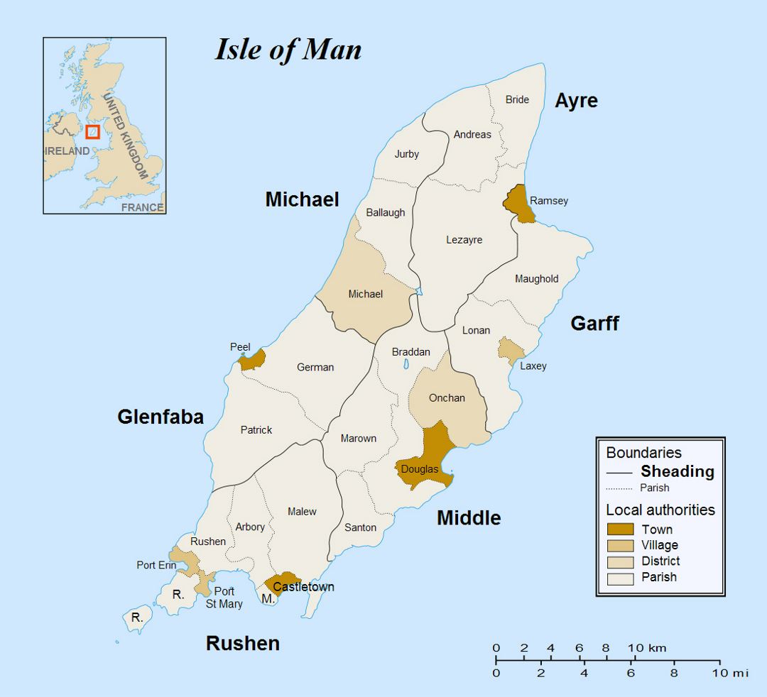 Large administrative map of Isle of Man