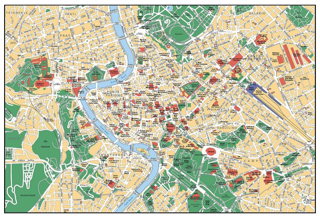 Detailed tourist map of Rome city